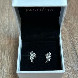 Majestic Feathers Pandora Stirling Silver and CZ Earrings